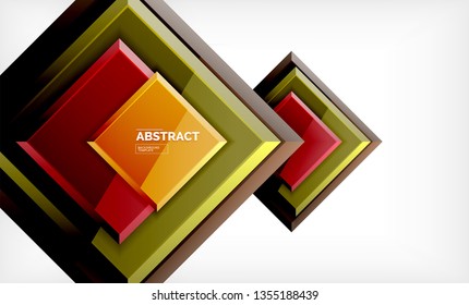 Square abstract background, glossy geometric design. Vector poster design