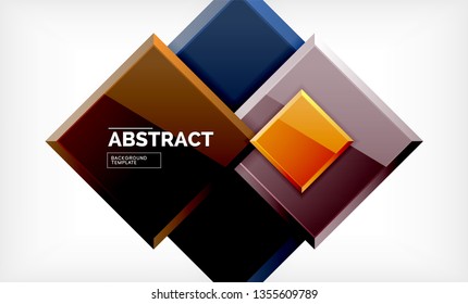 Square abstract background, glossy geometric design. Vector poster design