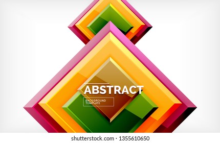 Square abstract background, glossy geometric design. Vector poster design