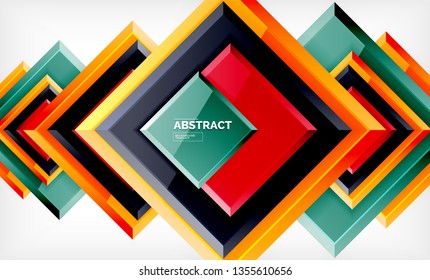 Square abstract background, glossy geometric design. Vector poster design