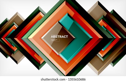 Square abstract background, glossy geometric design. Vector poster design