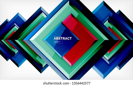 Square abstract background, glossy geometric design. Vector poster design