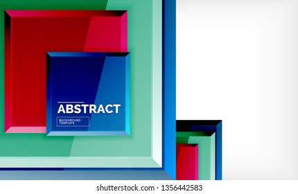 Square abstract background, glossy geometric design. Vector poster design