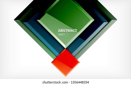 Square abstract background, glossy geometric design. Vector poster design