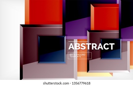 Square abstract background, glossy geometric design. Vector poster design