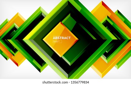 Square abstrakter Hintergrund, glänzendes geometrisches Design. Vektorplakatdesign