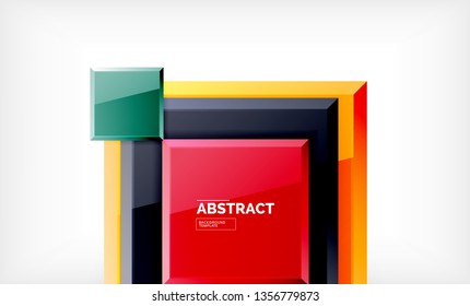Square abstract background, glossy geometric design. Vector poster design