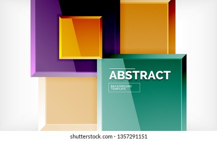Square abstract background, glossy geometric design. Vector poster design