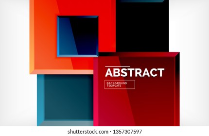 Square abstrakter Hintergrund, glänzendes geometrisches Design. Vektorplakatdesign
