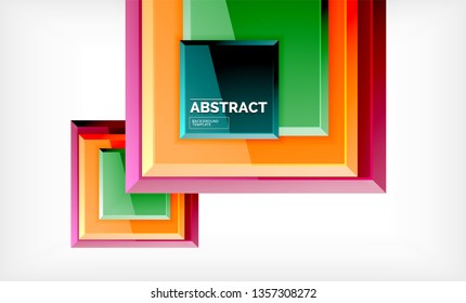 Square abstract background, glossy geometric design. Vector poster design