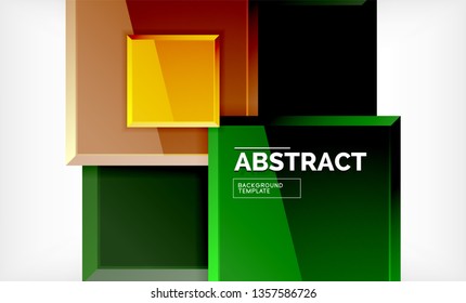 Square abstract background, glossy geometric design. Vector poster design
