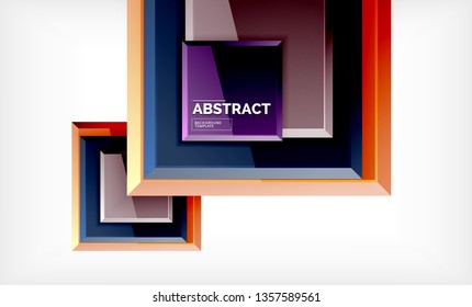 Square abstract background, glossy geometric design. Vector poster design