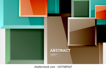 Square abstract background, glossy geometric design. Vector poster design