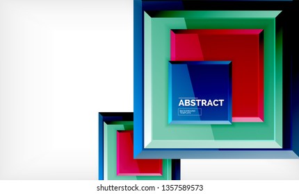 Square abstract background, glossy geometric design. Vector poster design