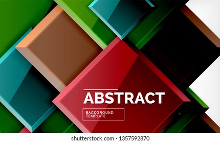 Square abstract background, glossy geometric design. Vector poster design