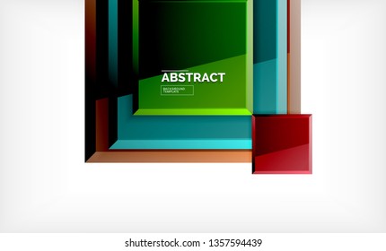 Square abstract background, glossy geometric design. Vector poster design
