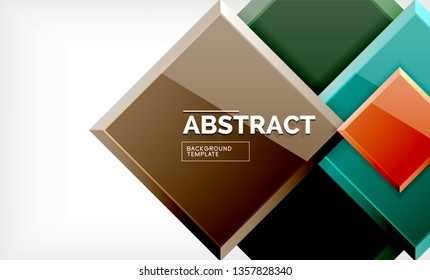 Square abstract background, glossy geometric design. Vector poster design