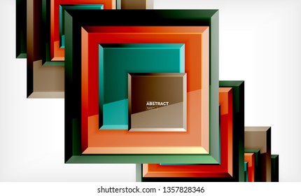 Square abstract background, glossy geometric design. Vector poster design