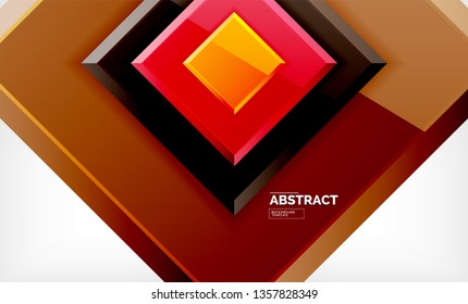 Square abstract background, glossy geometric design. Vector poster design