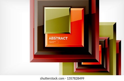 Square abstract background, glossy geometric design. Vector poster design