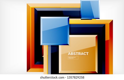 Square abstract background, glossy geometric design. Vector poster design