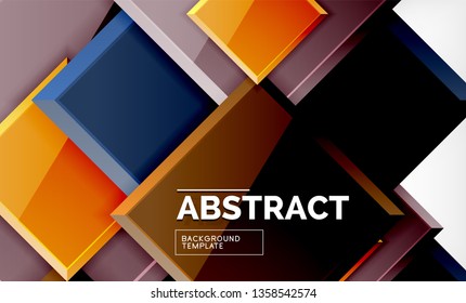 Square abstract background, glossy geometric design. Vector poster design