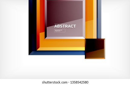 Square abstract background, glossy geometric design. Vector poster design