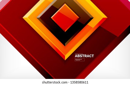 Square abstract background, glossy geometric design. Vector poster design