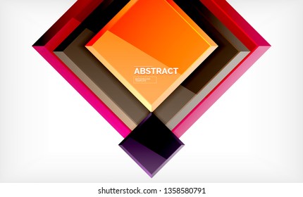 Square abstract background, glossy geometric design. Vector poster design