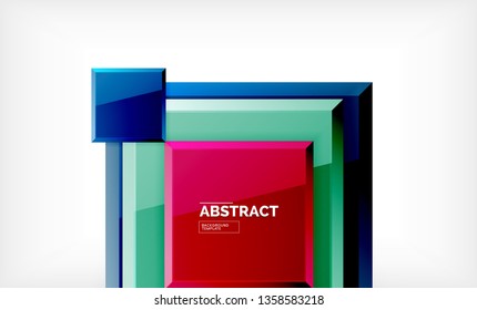 Square abstract background, glossy geometric design. Vector poster design