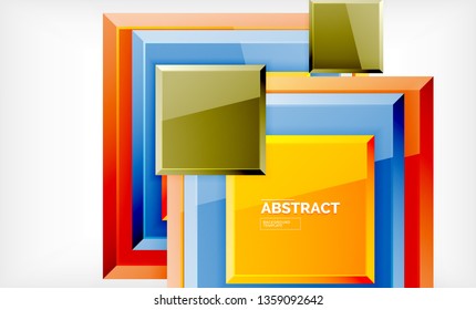 Square abstract background, glossy geometric design. Vector poster design