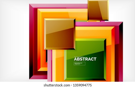 Fondo abstracto cuadrado, diseño geométrico brillante. Diseño de póster vectorial