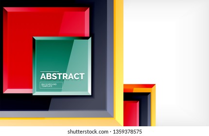 Square abstract background, glossy geometric design. Vector poster design