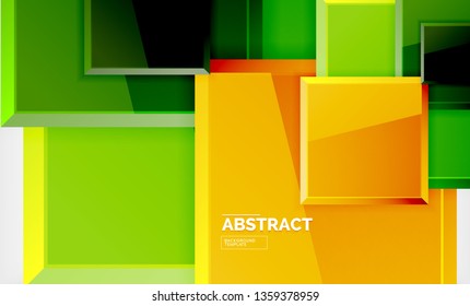 Square abstract background, glossy geometric design. Vector poster design
