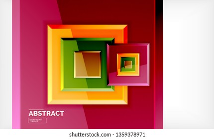 Square abstract background, glossy geometric design. Vector poster design