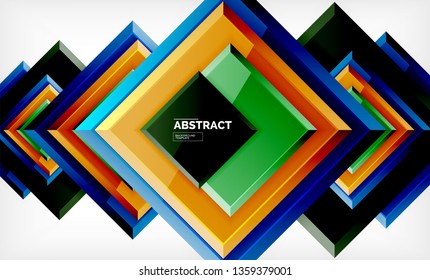Square abstract background, glossy geometric design. Vector poster design