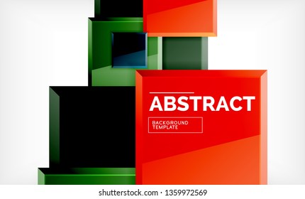 Square abstract background, glossy geometric design. Vector poster design