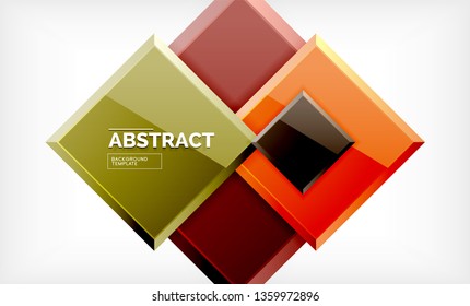 Square abstract background, glossy geometric design. Vector poster design