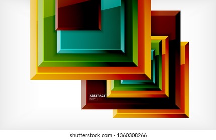 Square abstract background, glossy geometric design. Vector poster design