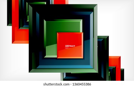 Fondo abstracto cuadrado, diseño geométrico brillante. Diseño de póster vectorial