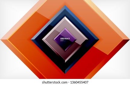 Square abstract background, glossy geometric design. Vector poster design