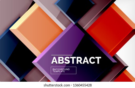 Square abstract background, glossy geometric design. Vector poster design