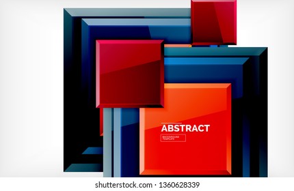 Square abstract background, glossy geometric design. Vector poster design