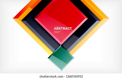 Square abstract background, glossy geometric design. Vector poster design