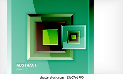 Square abstract background, glossy geometric design. Vector poster design