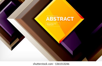 Square abstract background, glossy geometric design. Vector poster design