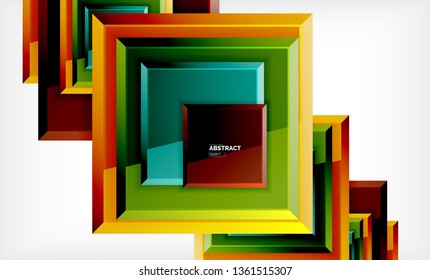 Square abstract background, glossy geometric design. Vector poster design