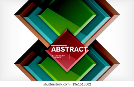 Square abstract background, glossy geometric design. Vector poster design
