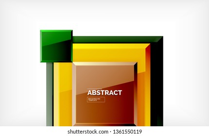 Square abstract background, glossy geometric design. Vector poster design