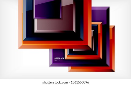 Square abstract background, glossy geometric design. Vector poster design